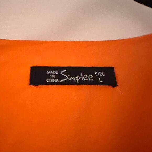Simplee Orange eyelet mini wrap dress size large - Picture 6 of 7